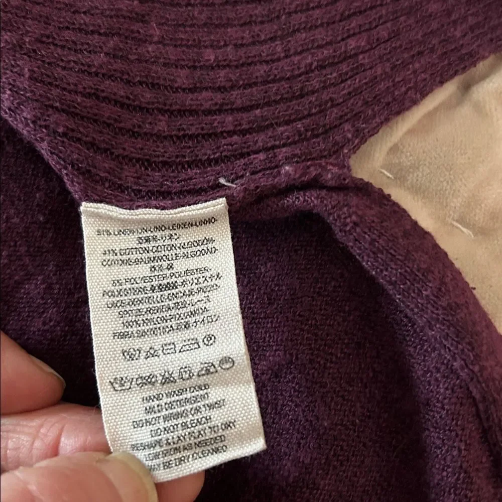 Free People Tunic Sweater Size Small Purple Hi/Lo Linen Blend Long Sleeve M